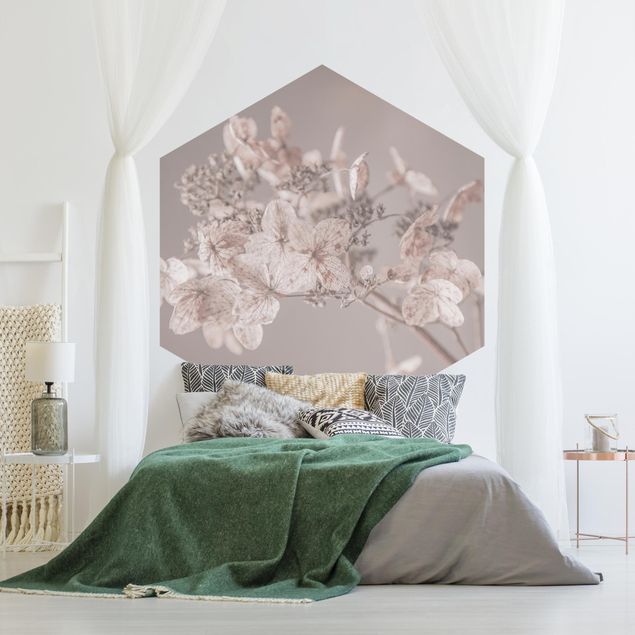 Papel pintado salón moderno Delicate White Hydrangea