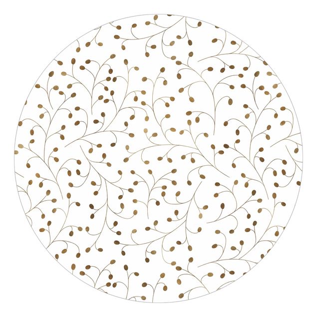 Papel pintado moderno Delicate Branch Pattern With Dots In Gold