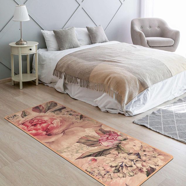 Alfombras naturales Delicate Watercolour Peony Pattern