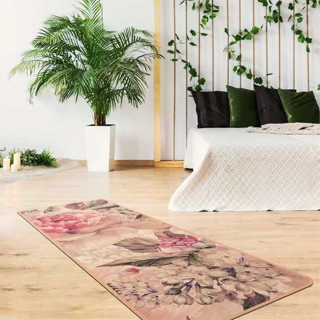 Alfombras florales Delicate Watercolour Peony Pattern