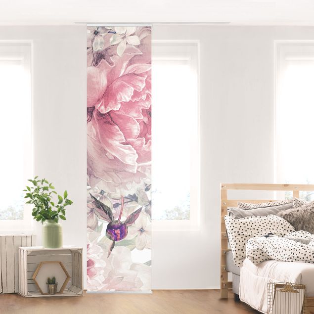 Decoración cocina Watercolour Storks In Flight With Roses On Pink