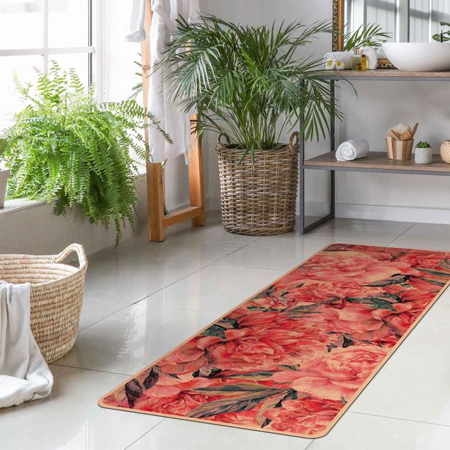 Alfombras rojas Delicate Watercolour Red Peony Pattern
