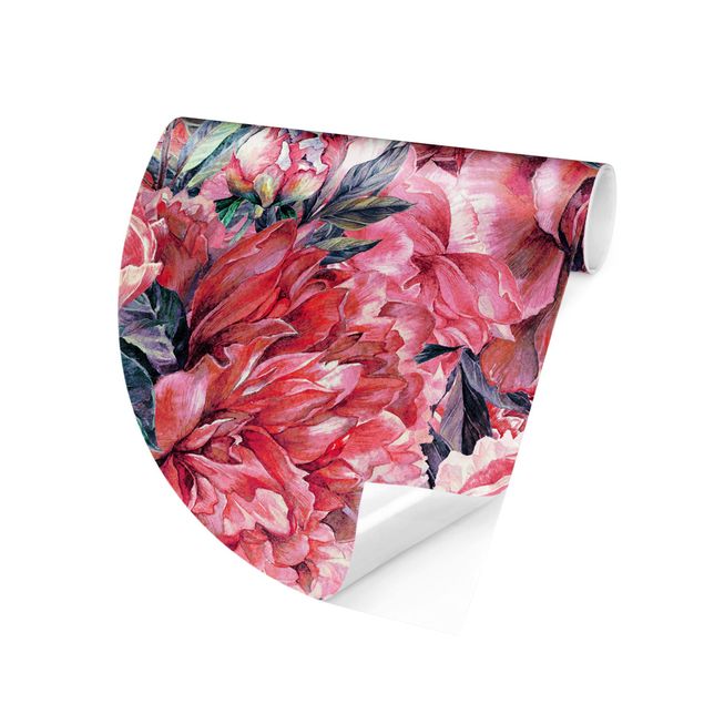 Papel pintado floral Delicate Watercolour Red Peony Pattern