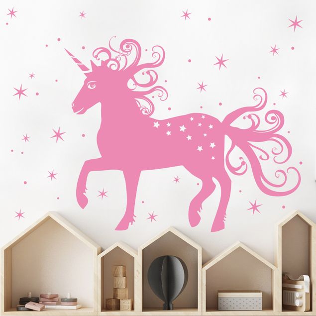 Vinilos unicornios Magical unicorn with stars