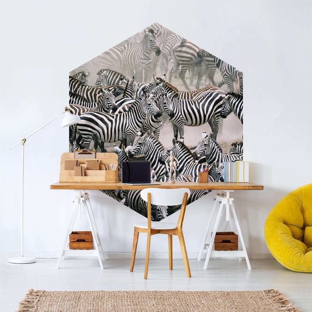 Papel pintado moderno Zebra Herd