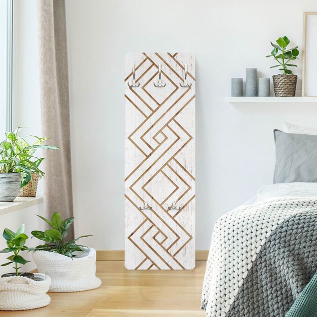 Perchero pared blanco Zigzag Pattern on Wood